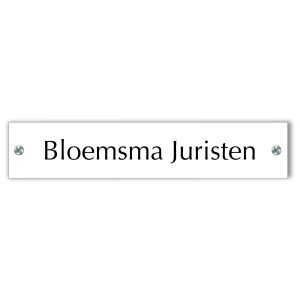 Kunststof naamplaatje tekst zwart 15x3cm wit