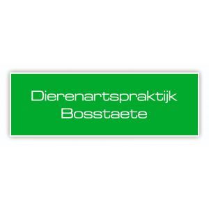 Kunststof naamplaatje tekst wit 15x5cm grasgroen