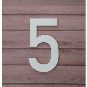 mat wit huisnummer 5 lettertype Din