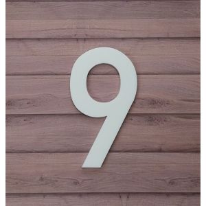 mat wit huisnummer 9 lettertype Din