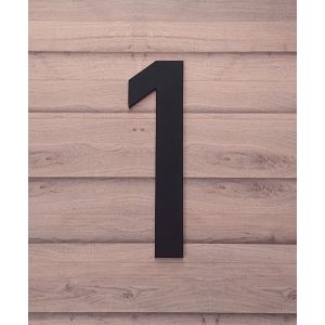 mat zwart huisnummer 1 lettertype Din