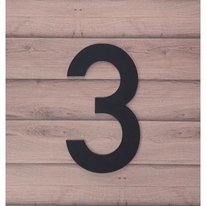mat zwart huisnummer 3 lettertype Din