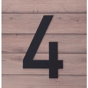 mat zwart huisnummer 4 lettertype Din
