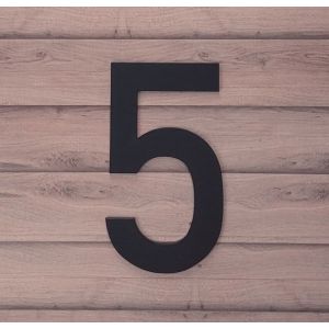 mat zwart huisnummer 5 lettertype Din