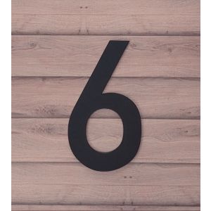 mat zwart huisnummer 6 lettertype Din