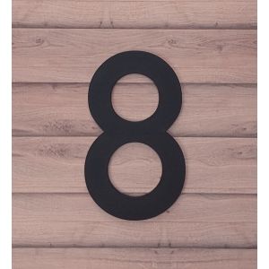 Zwart mat huisnummer 8 lettertype Din