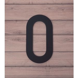 mat zwart huisnummer 0 lettertype Din