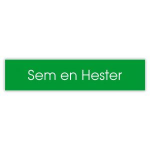 Kunststof naamplaatje tekst wit 9x2cm grasgroen