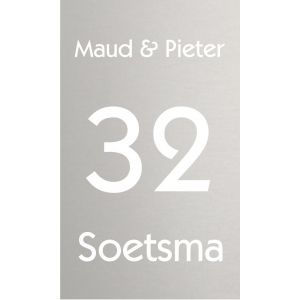 Mat aluminium naambordje voordeur 12x20cm