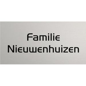 Mat aluminium naambordje voordeur 20x10cm