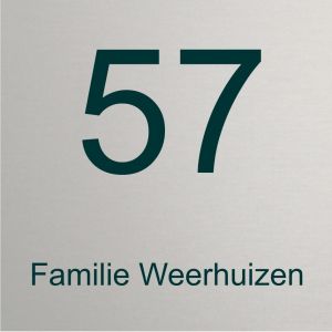 Mat aluminium naambordje voordeur 20x20cm