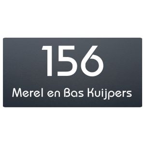 RVS antraciet naambordje voordeur 20x10cm