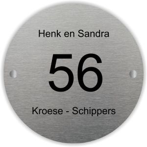 rvs naambordje voordeur in de afmeting 15cm rond