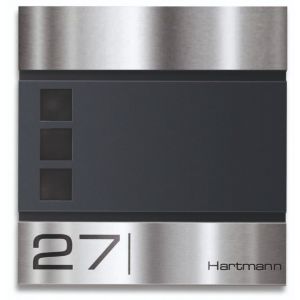 BR810 Brievenbus antraciet met naam en huisnummer 37x37x8.5cm tekst