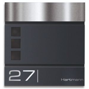 BR820 Brievenbus antraciet met naam en huisnummer 37x37x8,5cm