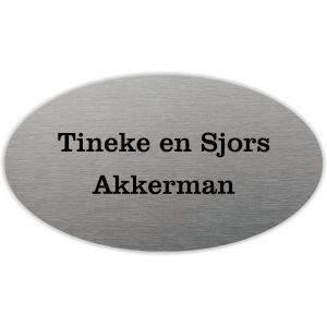 rvs naambordje voordeur in de afmeting 18x10cm