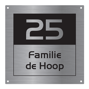 rvs naambordje voordeur in de afmeting 20x20cm