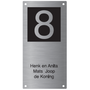 rvs naambordje voordeur in de afmeting 10x20cm