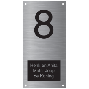 rvs naambordje voordeur in de afmeting 10x20cm