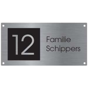 rvs naambordje voordeur in de afmeting 20x10cm