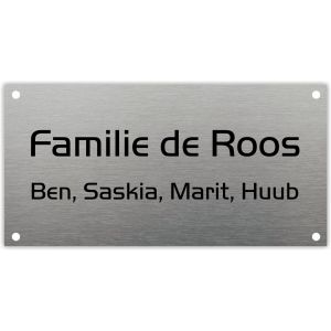 rvs naambordje voordeur in de afmeting 24x12cm