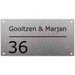 rvs naambordje voordeur in de afmeting 30x15cm