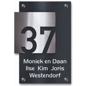 Zwart naambordje voordeur 17x25cm 32002